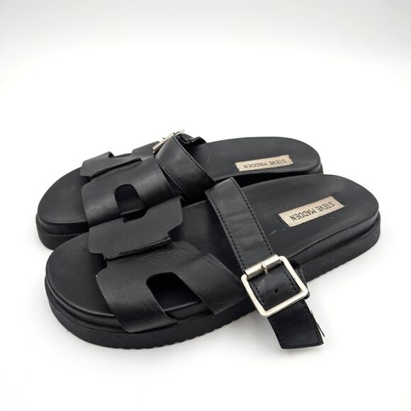 Steve Madden Mayhem Slide Sandal Open Toe Women's Black Size US8 EU39 - Picture 1 of 11